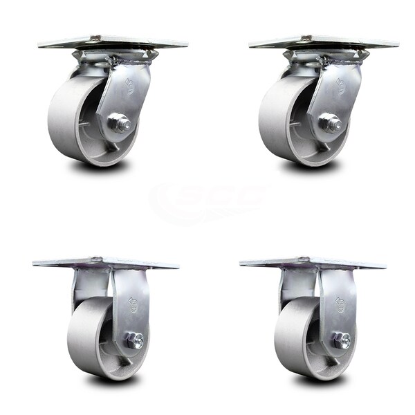 4 Inch Semi Steel Caster Set with Ball Bearings 2 Swivel 2 Rigid